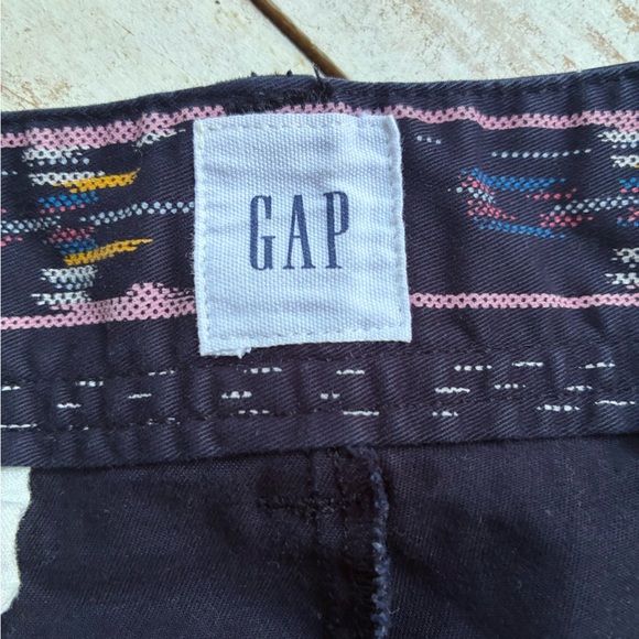 GAP City Short Chino Aztec Stripes Navy Blue casual boho everyday preppy 14 EUC - Picture 7 of 16